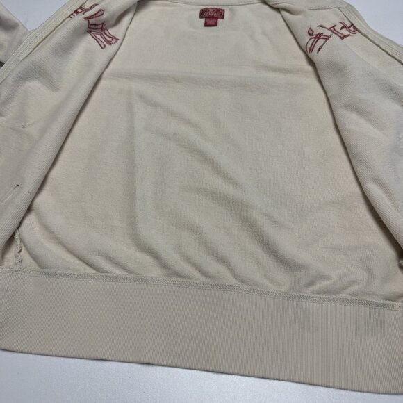 Lucky Brand Womens Sweatshirt Cream Large 18.5x21.5 Embroidered Y2K Asian - Picture 13 of 15